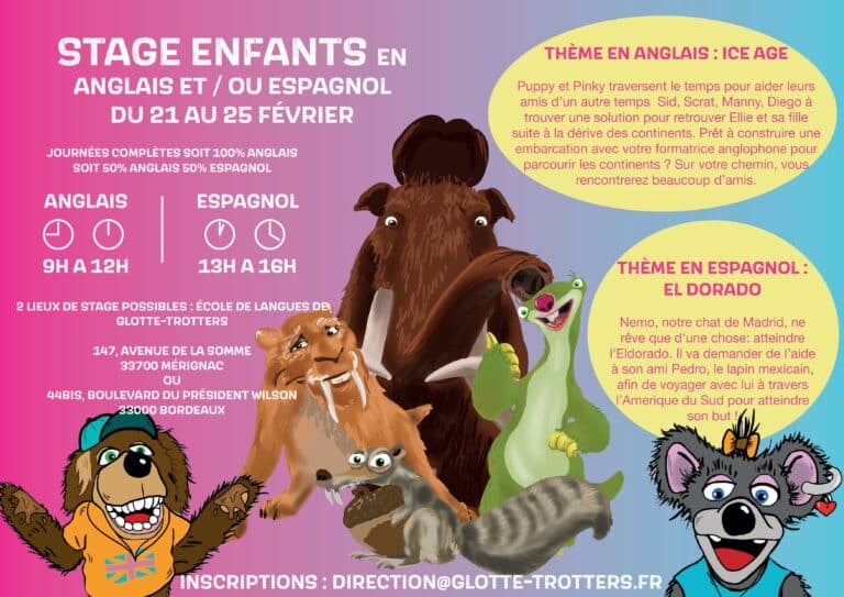 stage enfants en anglais et/ou espagnol