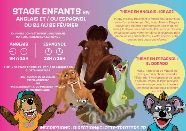 stage enfants en anglais et/ou espagnol