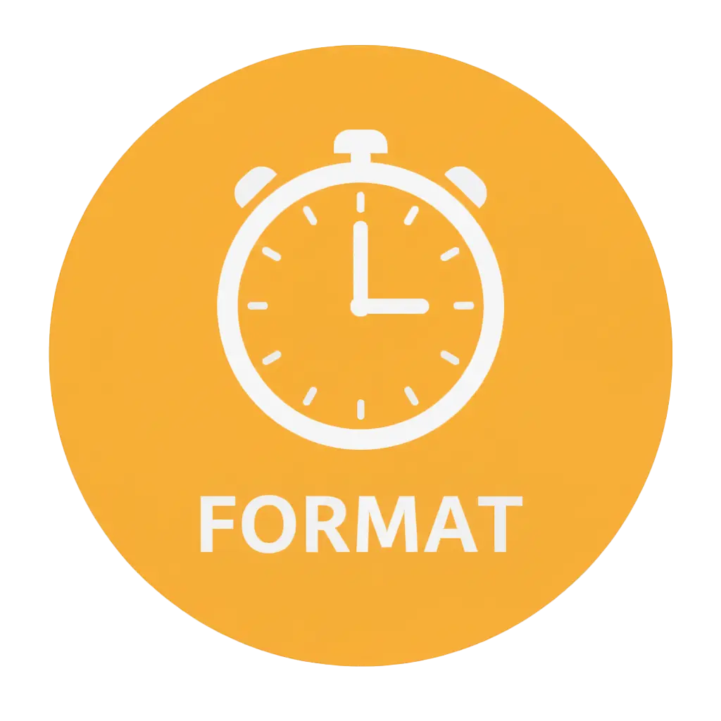 Icône FORMAT – minuteur – modalités de formation – anglais professionnel CPF – TOEIC
